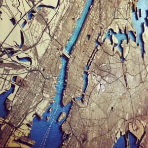 laser engraved map