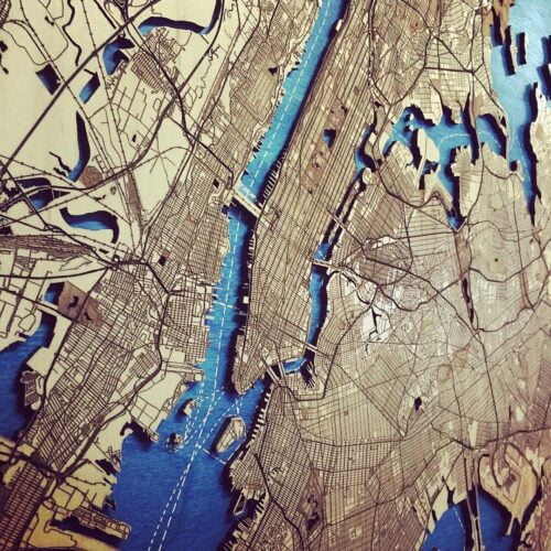 laser engraved map